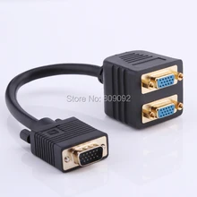 VGA 1 Мужской Двойной VGA Женский Адаптер Конвертер Splitter Y Кабель Позолоченный кабель
