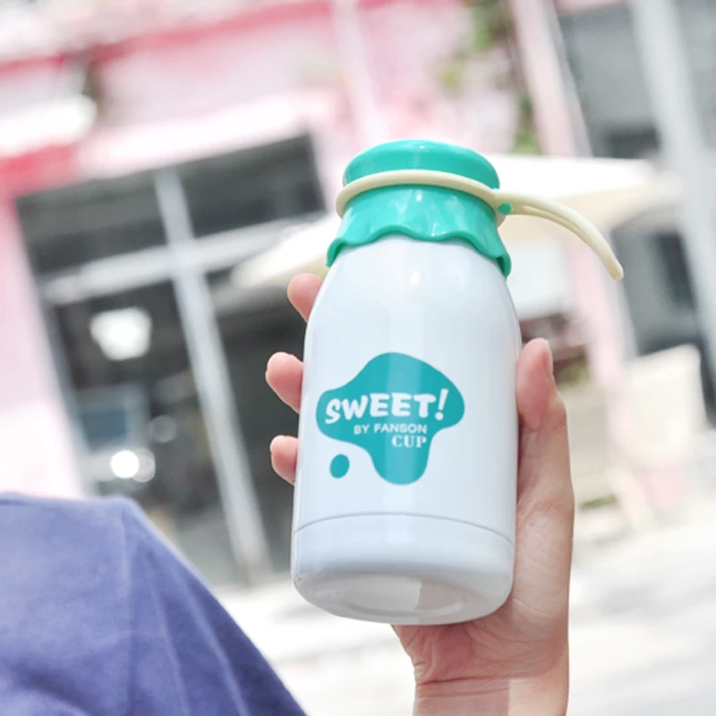 Ike cute milk bottle vacuum cup stainless steel water cup vacuum leak