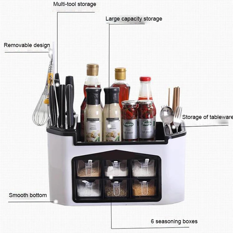 Коробка для приправ, Баночки, Баночки, кухонные принадлежности, гаджеты для хранения, пластиковая коробка для органайзера, комбинированная баночка для приправ, кухонный инструмент