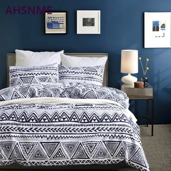 

AHSNME Very Comfortable Fabric and Black and White Simple Geometric Pattern Bedding Set American Size Quilt Cover Home Textiles