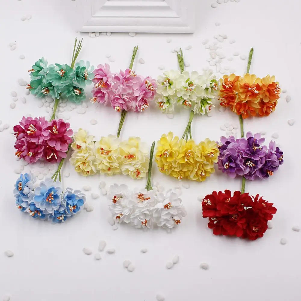 6 pieces / batch Silk Artificial Flower Daisy Bouquet Wedding