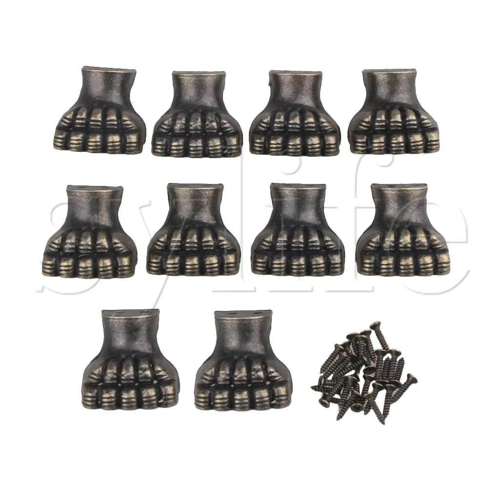 

10 pcs Antique Bronze Decorative Boxes Leg Corner Protector Elephant Foot Type