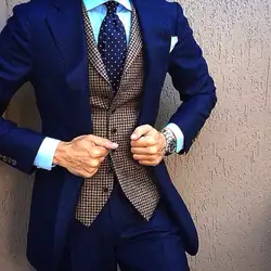 Синий Slim Fit мужской костюм Homme Формальные Бизнес Для мужчин S Блейзер костюм Для мужчин S Костюмы Свадебные Жених (куртка + Штаны)
