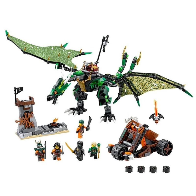 

618pcs Ninja The Green NRG Dragon Sky Pirates Catapult Tower 10526 Model Building Blocks Kids Toys Bricks Compatible Legoings