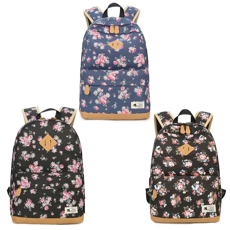

Fashion New Women Flora Backpack Girls Canvas Casual Shoulder Rucksack School Bookbag College Laptop Bag Daypack Multifunction