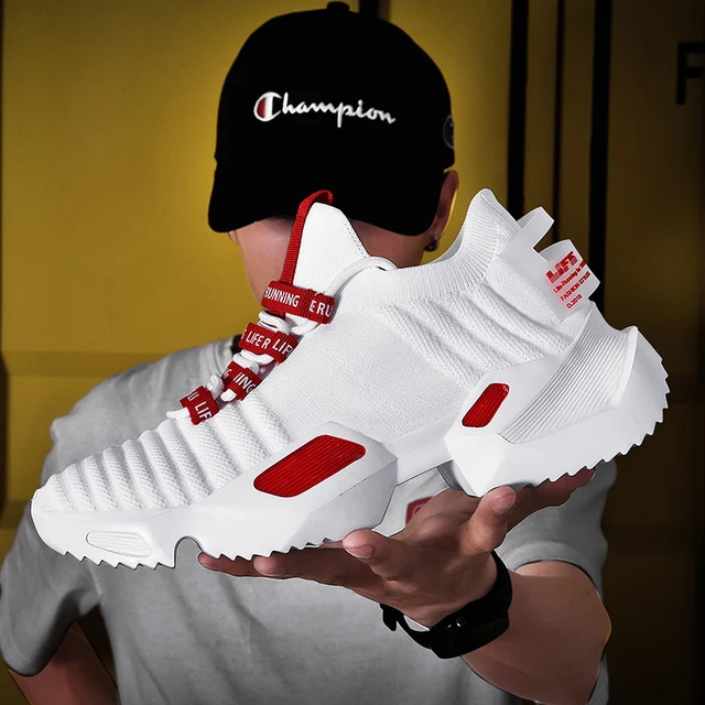 US $16.99 2020 Newest Stylish Four Seasons Running Shoes For Men High quality White Sneakers Lace-Up Lightwei