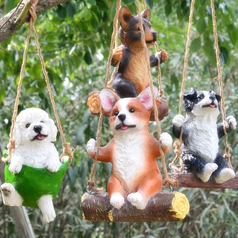 

Creative Simulation Puppy Decorative Statue Resin Terrace Decoration Half Lifelike Sculpture Cute Chihuahua Dog Garden Decoratio