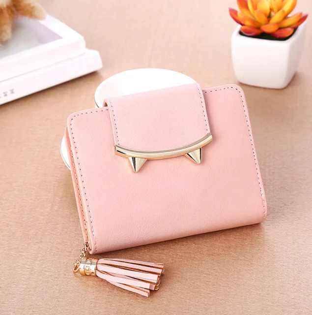 Cute Mini Wallets Women Buckle Short Wallet Credit Card Holder