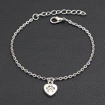 Dog Paw Heart Charms Bracelet 1