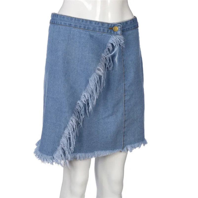 Fashion 2018 Summer style skirts womens Casual cowboy Mini High Waist Short Sexy Pockets Blue Denim Skirts Femme Saia Y04#N (6)