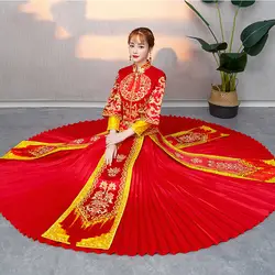 Новое поступление Традиционный китайский свадебное платье долго Cheongsam ручной вышивки Qipao платья Ретро Халат Размеры S-XXL