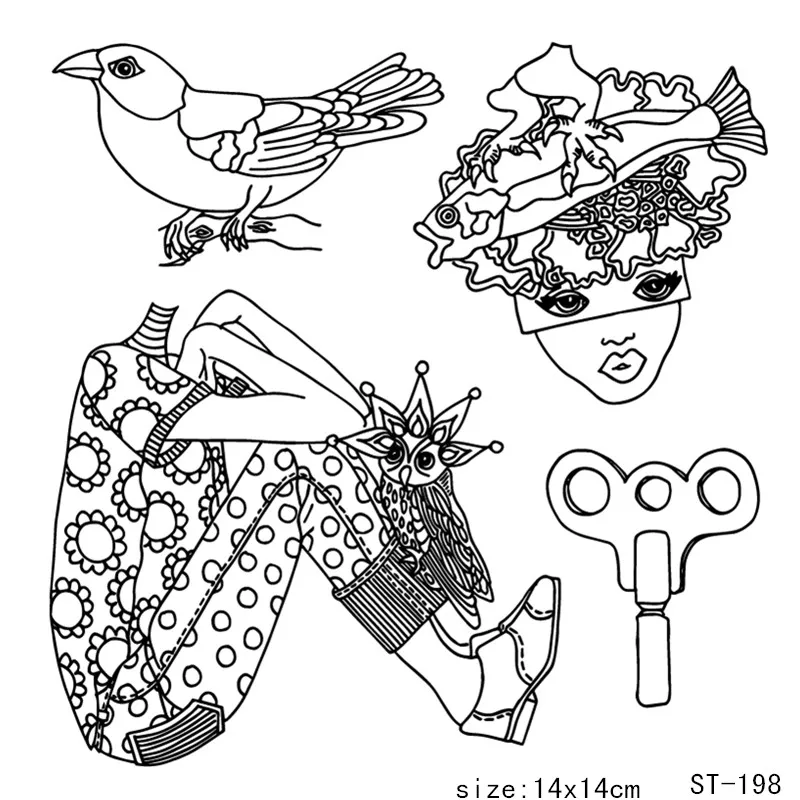 

ZhuoAng Bird Clockwork Fashion man Clear Stamps/Seal For DIY Scrapbooking/Card Making/Album Decorative Silicon Stamp Crafts