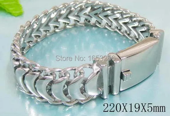 Браслет с цепочкой dragon bone из нержавеющей стали 316L 8 5 дюйма 20 мм широкий высокое