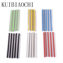 30 шт./лот, штыревой разъем, штекер 2,54 мм, шаг, штыревой разъем, полоса, однорядный, 40 штыревой разъем, комплект для печатной платы, 6 цветов, каждый, 5 шт