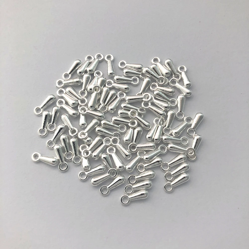 

100 pcs Silver Plated Drop Chain tail ball Drops Jewelry Making Beads Findings