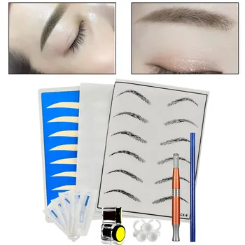 

17PCS Microblading Eyebrow Tatoo Set Kit Eyebrow Tattooing Tool for Makeup Shop Clerk Learner Beginner Girl