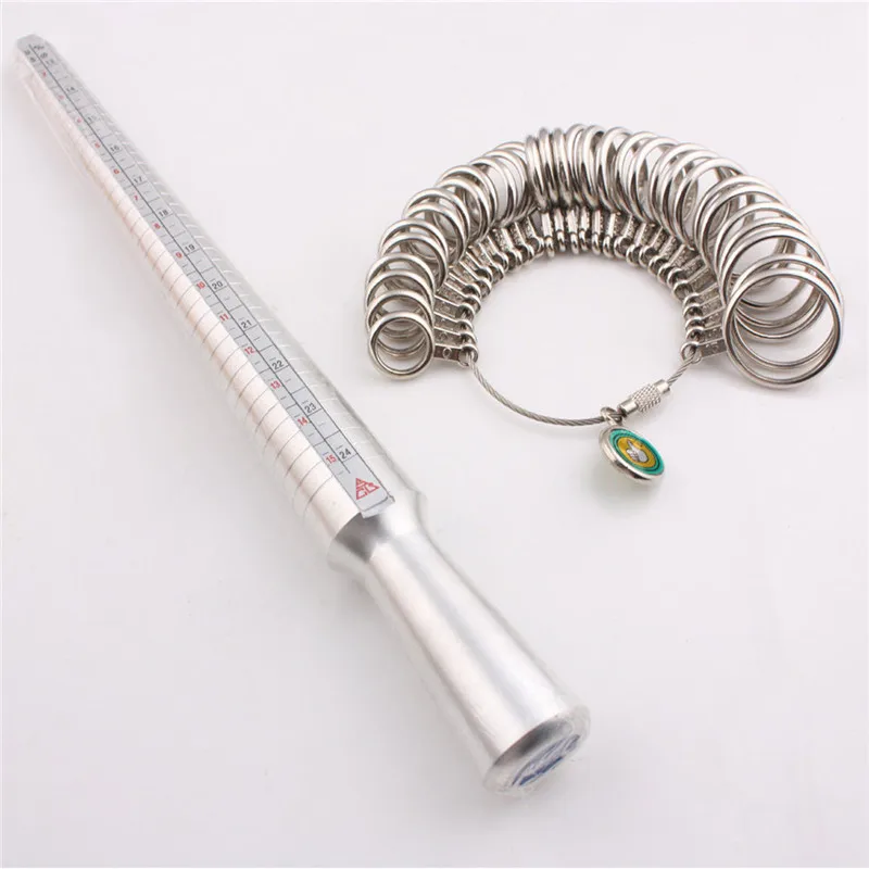 Metal Ring Sizer Set Measuring Ring with Rings Mandrel Sizer Finger
