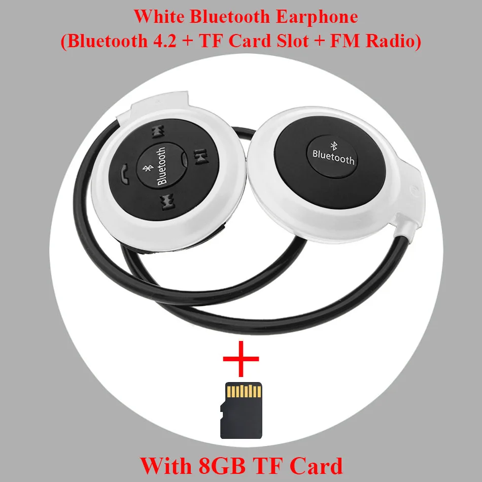 HOMEBARL 3D Mini 503 Mini503 Bluetooth 4,2 FM гарнитура спортивные беспроводные наушники музыкальные стерео наушники+ 8 Гб 16 Гб Micro SD карта - Цвет: White Add 8GB Card
