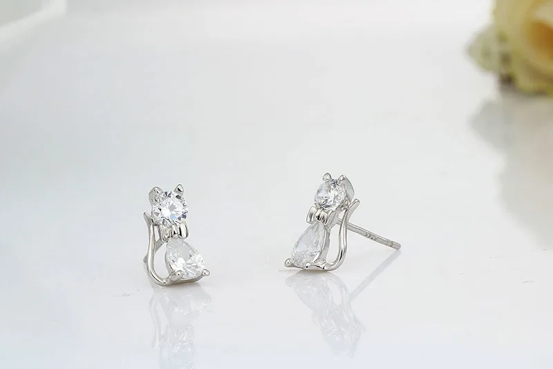 Женские серьги гвоздики из серебра 925 пробы с фианитом|cz stud earrings|stud earrings925 sterling |