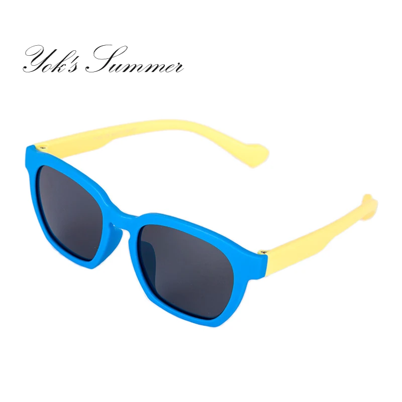 C5 Blue Yellow YOK'S Kids поляризованные солнцезащитные очки Детский бренд TR90 гибкие силиконовые солнцезащитные очки пластиковые титановые очки Enfant CH1255 - Цвет линз: C5 Blue Yellow