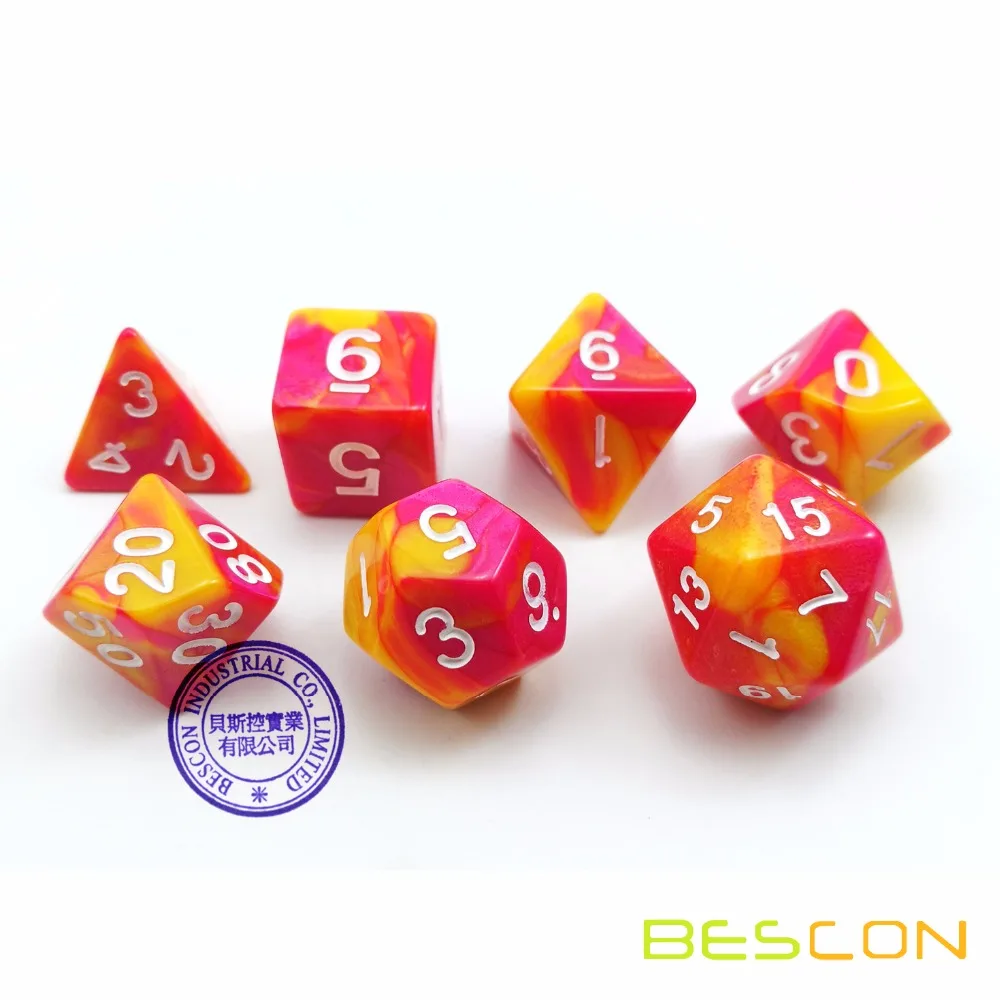 Bescon 6X7 42 шт многогранные кости набор-6 уникальные двухцветные Близнецы многогранные 7-Die наборы с мешками для подземелья и драконов DND