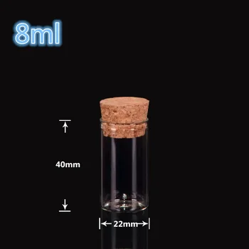 

22*40mm 8ml Mini Glass Vials Jars Packaging Bottles Test Tube With Cork Stopper Empty Glass Transparent Clear Bottles 200pcs