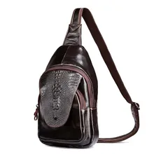 Paquete de pecho de Los Hombres bolsos de Hombro Del Cuero Genuino bolsos Del Mensajero Cross body Bag Sling Back pack