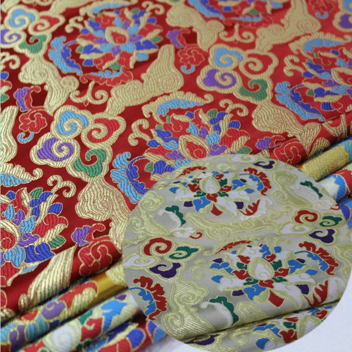 Фото Костюм Ципао из монгольской ткани ткань ручной работы Шелковый жаккард парча с