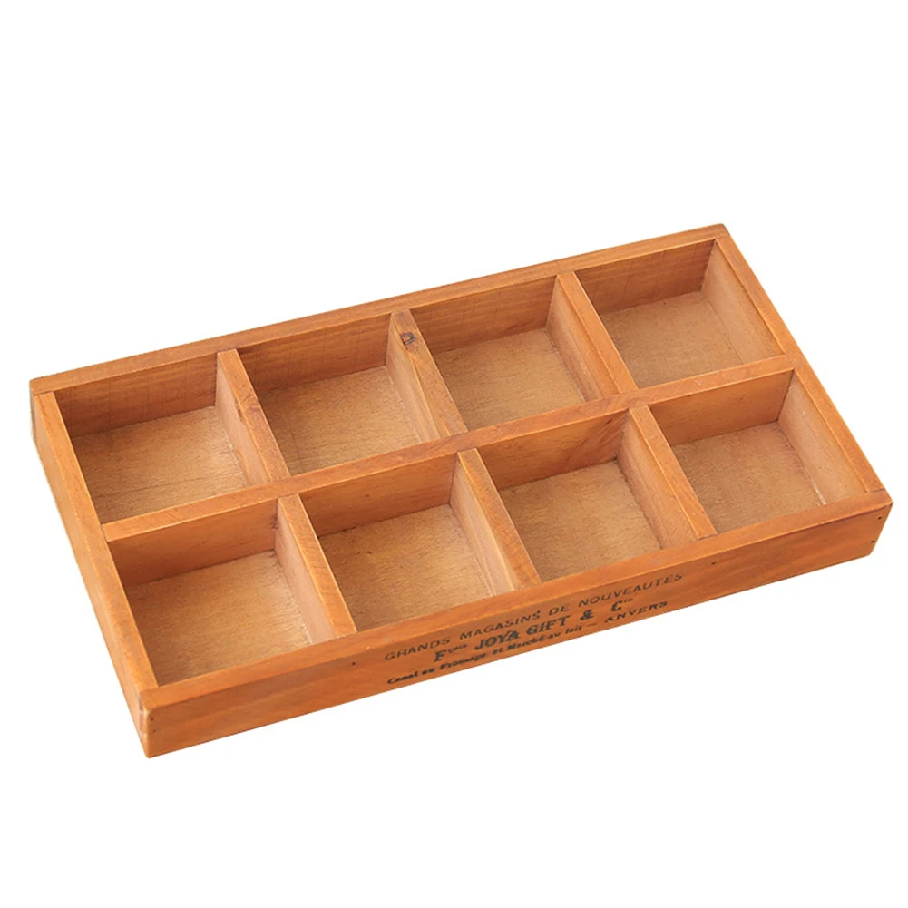 Wood Divider Storage Box 8 Cavity Desk Drawer Organizer Jewelry