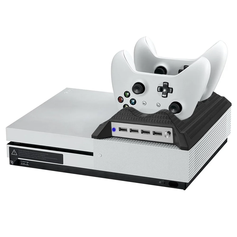 

Cooling Fan Vertical Stand for XBOX ONE Slim Dual Controller Charging Station with 4 Ports USB HUB