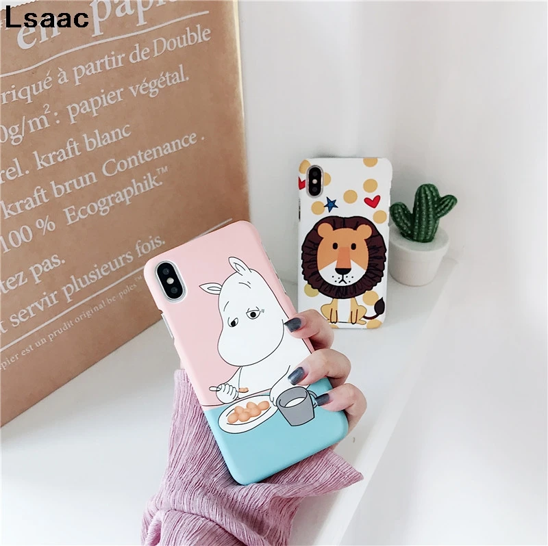 Чехол с милым животным львом и белым медведем для iphone 7 8 plus X XS MAX XR мультяшный