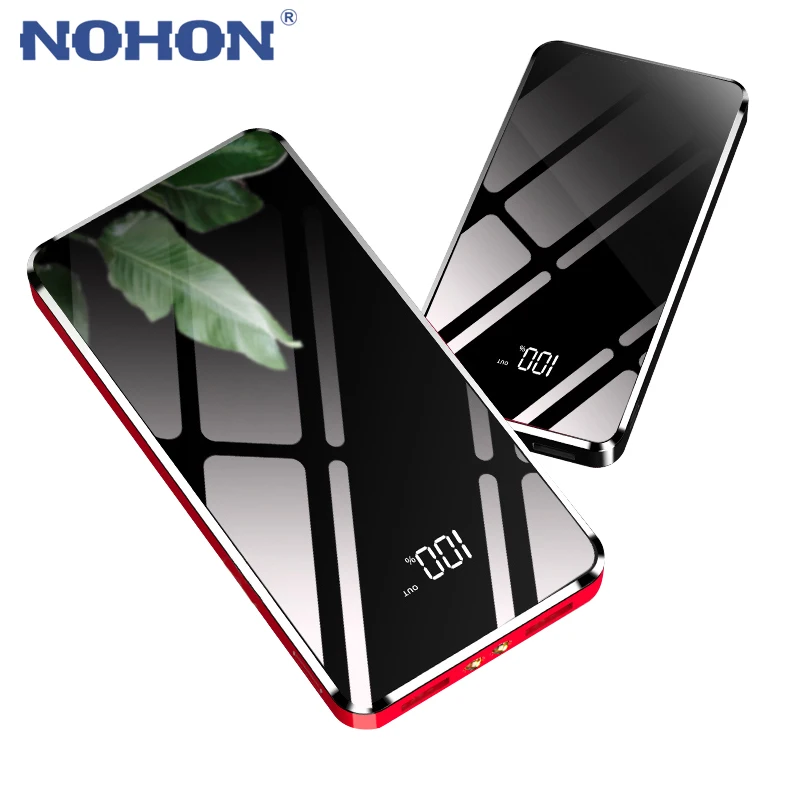 

NOHON 20000mAh Portable Universal Power Bank Dual USB Ports 2.1A Output Fast Charger Phone External Battery with Double LED Lamp