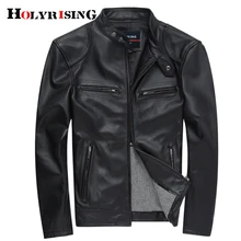 Мужская кожаная куртка из натуральной воловьей кожи, брендовый черный мужской Бомбер, мотоциклетная Байкерская мужская куртка 18712-5