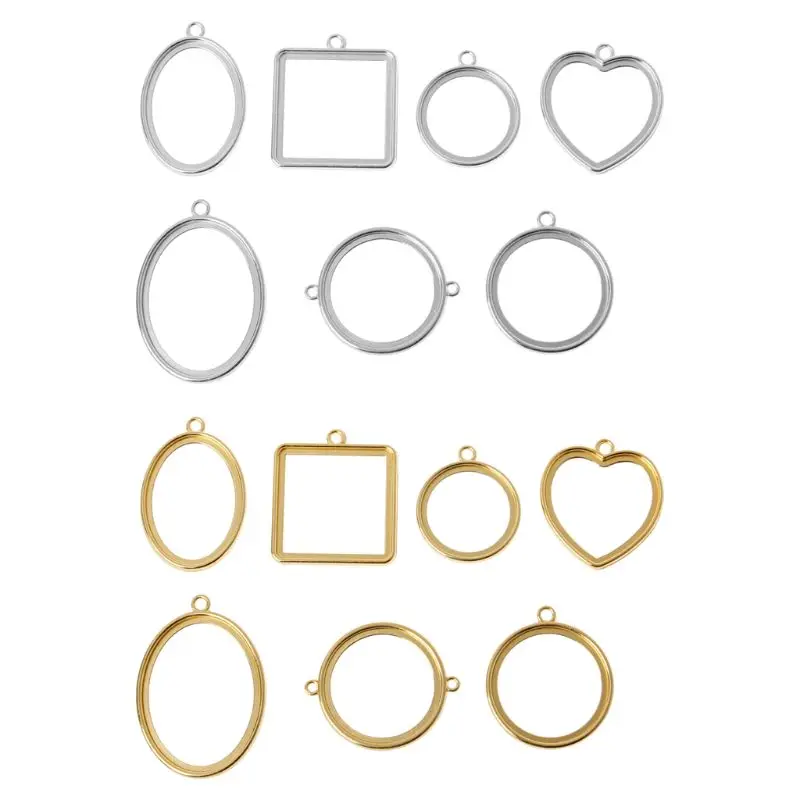 

10Pcs Pressed Flower Blank Frame Pendant Hollow Open Bezel Charms Jewelry Making