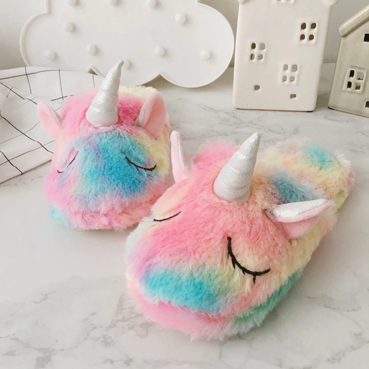 rainbow unicorn slippers