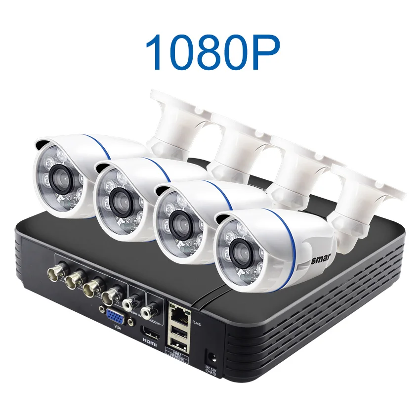 Белый Sm4ch CCTV HDMI DVR 4 шт. 720P 1080P комплект камеры AHD наружная Всепогодная домашняя система безопасности комплект видеонаблюдения HD объектив - Цвет: Белый