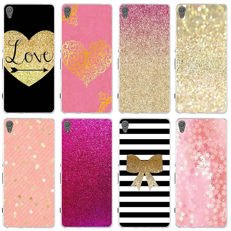

Gold Pink Striped Heart Pattern Soft Silicon Phone Case for Sony Xperia E3 E5 T3 M2 M4 M5 XA XZ Z Z1 Z2 Z3 Z4 Z5 Compact