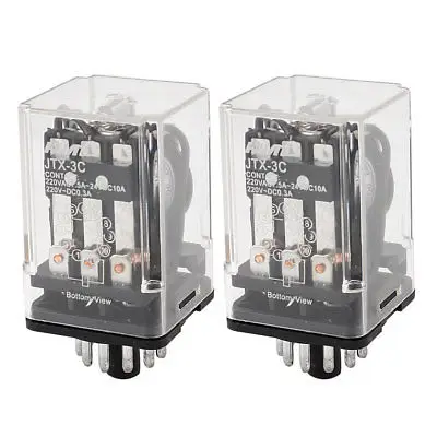

2 Pcs Motor Control 11 Pin 3PDT Electromagnetic Power Relay DC 24V Coil