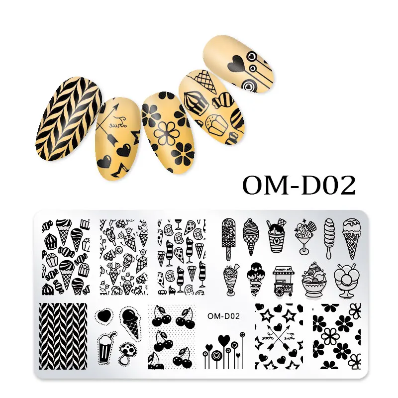 1Pc Nail Stamping Plates Lace Flower Animal Geometry Pattern Nail Art Stamp Stamping Template Image Plate Stencil Manicure Tools - Цвет: OM-D02