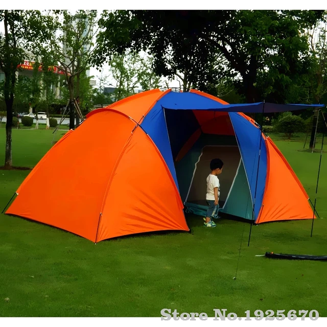 Best Price 5-6persons luxury 2room 1hall double layer large family outdoor camping tent Family Party Travelling tent