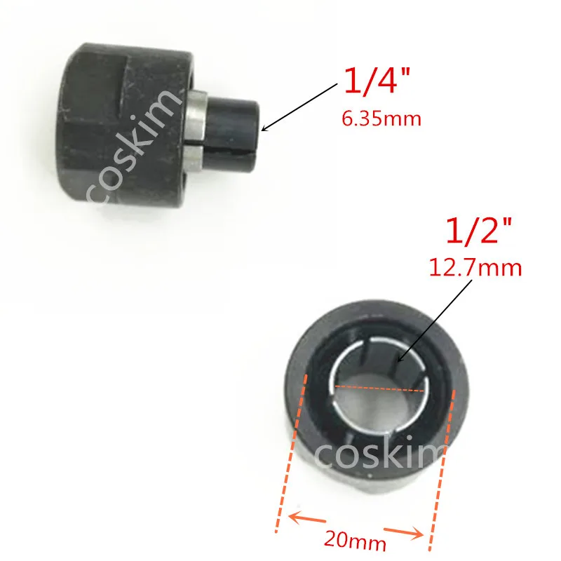 1/4" 1/2" 6.35mm 12mm 12.7mm 8mm Router Collets Replace for 32628604