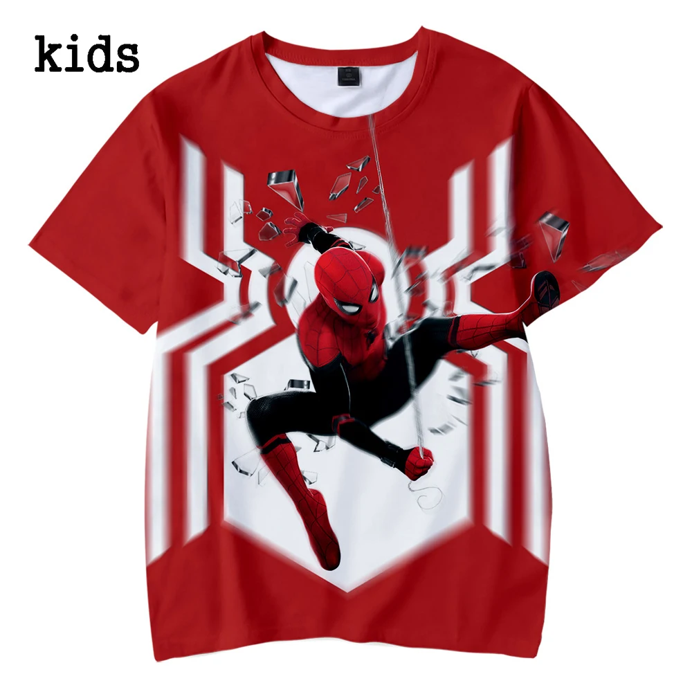 Spider man far from home Kids Boys Summer Spider man tshirt Kids 3d Print Tshirt For Boys Girls Children Clothes 4-12 Year