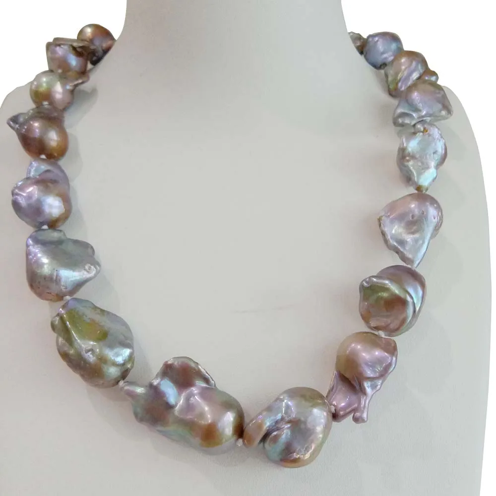 Natural Rare multicolor 15*19mm Baroque freshwater pearl Necklace J24648 