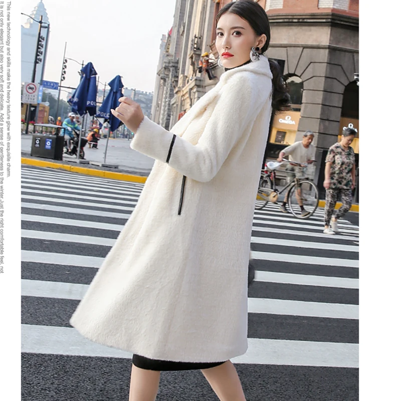 Veste De Yp2026 Faux Longue Femelle Laine Fourrure Manteau camel Femmes Outwear Col D'hiver Vison Blanc Mélanges Épaisse 6q8wF6x1