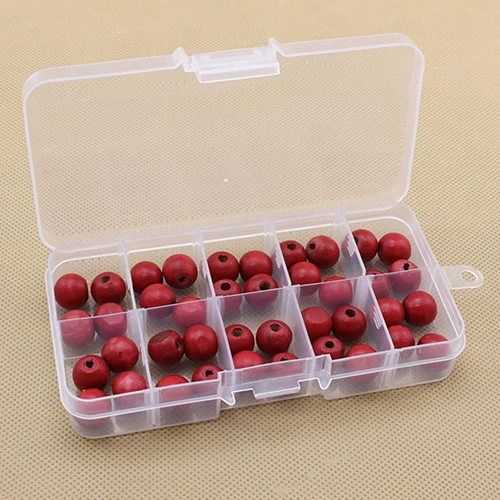 

10 Compartment Adjustable Transparent Plastic Jewelry Bead Storage Box Organizer