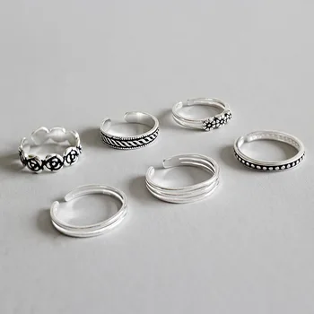 

100% 925 sterling silver flower joint rings for women bijoux femme, vintage multi-layer foot ring silver jewelry ringen joias