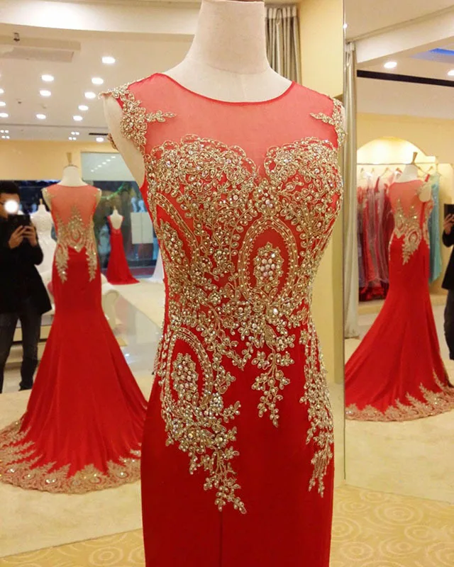 red and gold party frocks