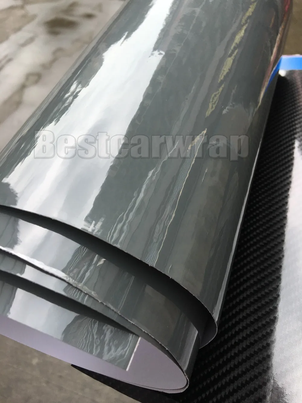 cement grey gunmeatl gray glossy 3M shiny gloss car wrapping film (7)