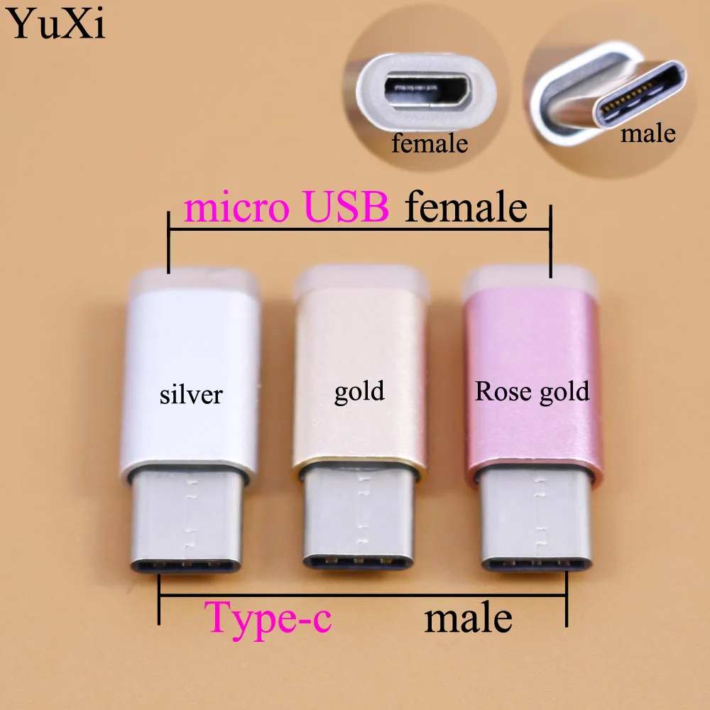 YuXi Hot sale! Type C Male to Micro USB Female Adapter Type-C Converter Connector USB-C silver/gold /rose gold 10pcs 20pcs micro usb to dip adapter 5pin female connector b type pcb converter breadboard switch board smt mother seat hot sale