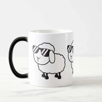 

Funny Cute White Sheep Cartoon Magic Ceramic Coffee Mug Tea Cup